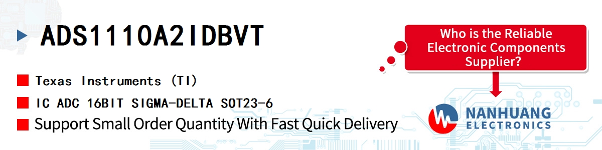 ADS1110A2IDBVT TI IC ADC 16BIT SIGMA-DELTA SOT23-6