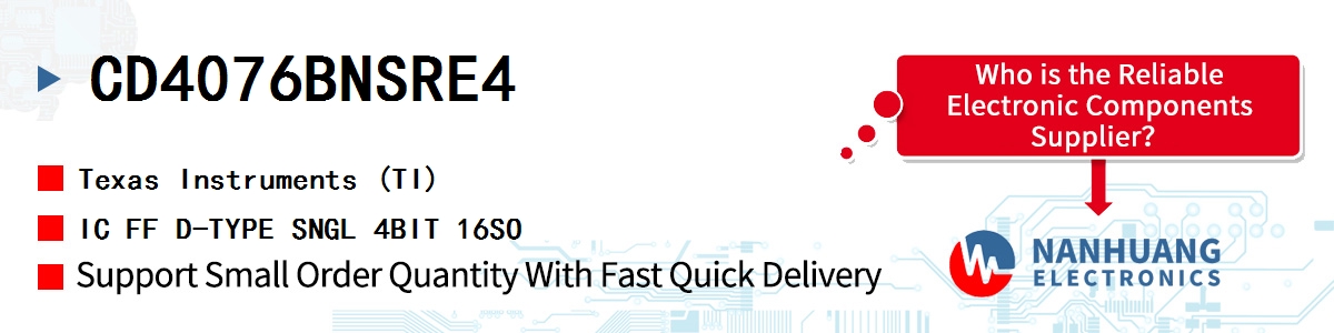 CD4076BNSRE4 TI IC FF D-TYPE SNGL 4BIT 16SO