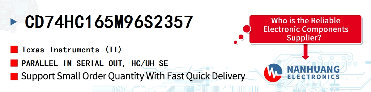 CD74HC165M96S2357 TI PARALLEL IN SERIAL OUT, HC/UH SE