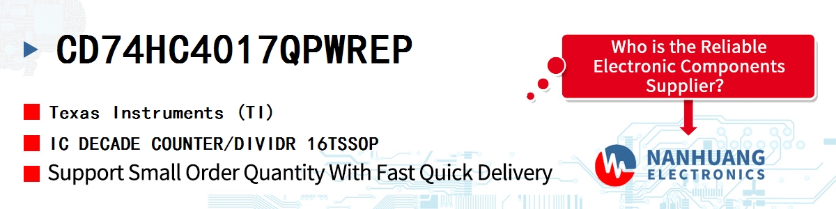 CD74HC4017QPWREP TI IC DECADE COUNTER/DIVIDR 16TSSOP