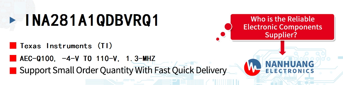 INA281A1QDBVRQ1 TI AEC-Q100, -4-V TO 110-V, 1.3-MHZ