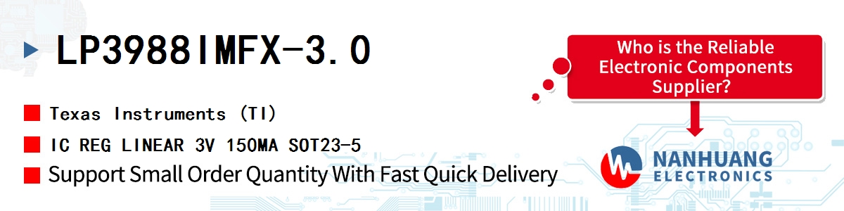 LP3988IMFX-3.0 TI IC REG LINEAR 3V 150MA SOT23-5