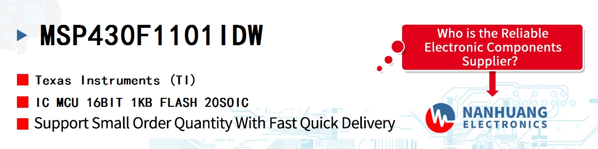 MSP430F1101IDW TI IC MCU 16BIT 1KB FLASH 20SOIC