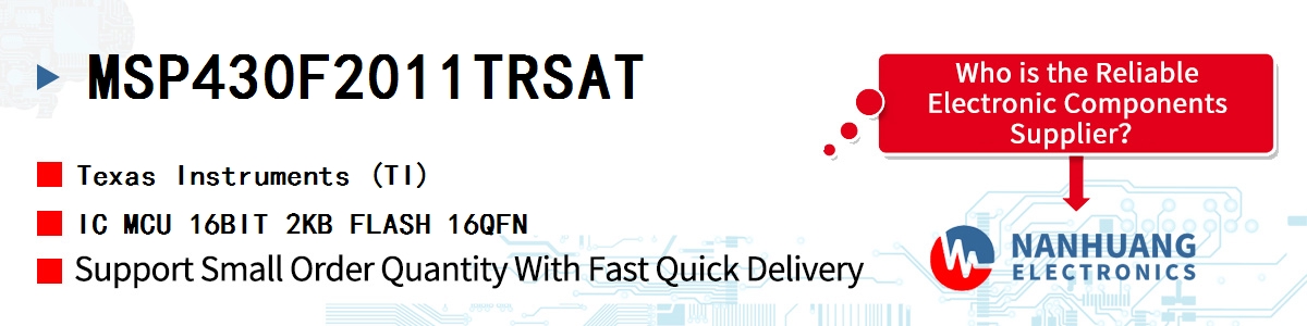 MSP430F2011TRSAT TI IC MCU 16BIT 2KB FLASH 16QFN