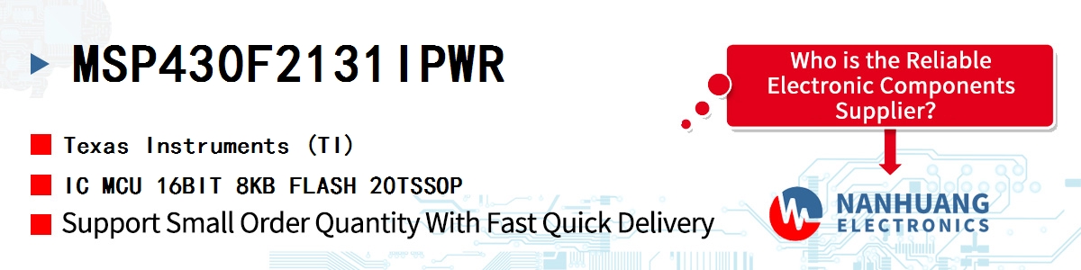 MSP430F2131IPWR TI IC MCU 16BIT 8KB FLASH 20TSSOP