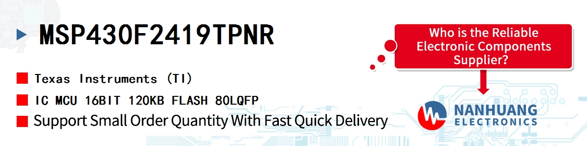 MSP430F2419TPNR TI IC MCU 16BIT 120KB FLASH 80LQFP