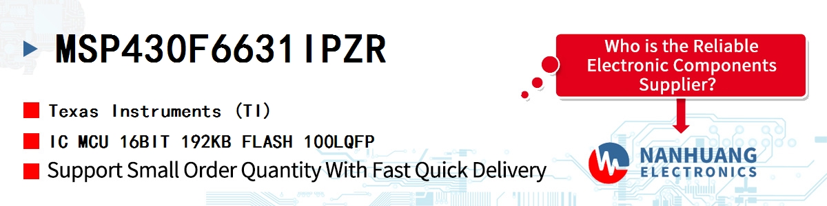 MSP430F6631IPZR TI IC MCU 16BIT 192KB FLASH 100LQFP