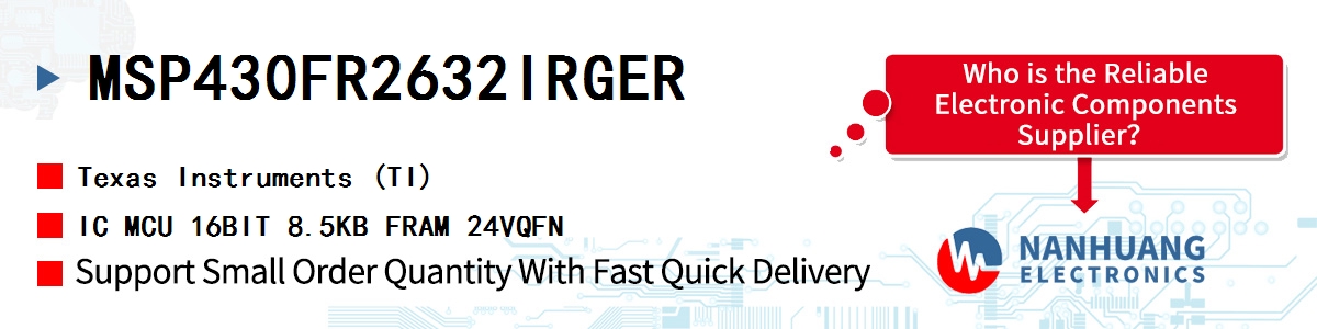 MSP430FR2632IRGER TI IC MCU 16BIT 8.5KB FRAM 24VQFN
