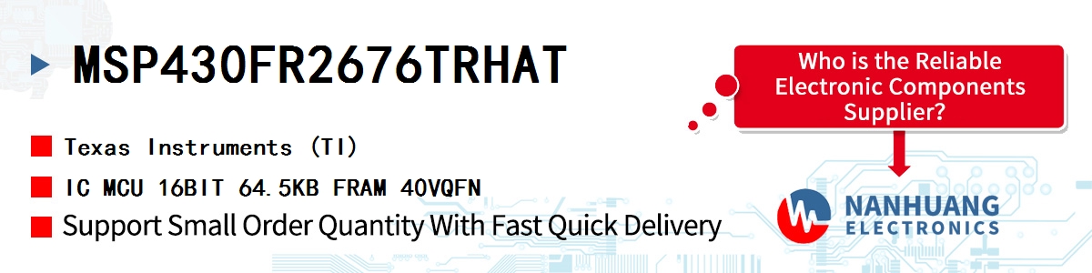 MSP430FR2676TRHAT TI IC MCU 16BIT 64.5KB FRAM 40VQFN