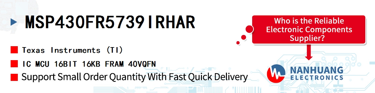 MSP430FR5739IRHAR TI IC MCU 16BIT 16KB FRAM 40VQFN
