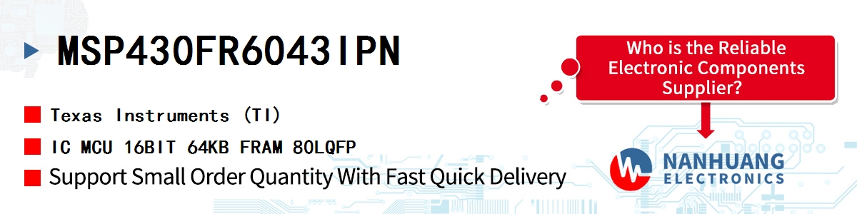 MSP430FR6043IPN TI IC MCU 16BIT 64KB FRAM 80LQFP