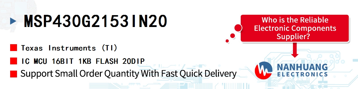 MSP430G2153IN20 TI IC MCU 16BIT 1KB FLASH 20DIP