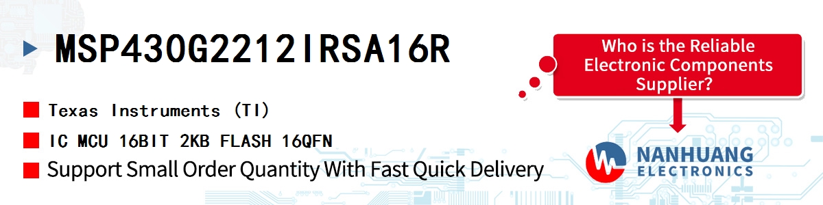 MSP430G2212IRSA16R TI IC MCU 16BIT 2KB FLASH 16QFN