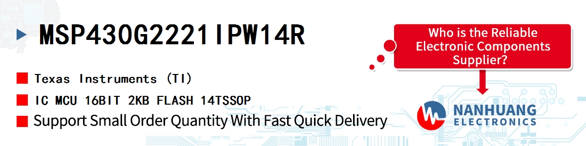 MSP430G2221IPW14R TI IC MCU 16BIT 2KB FLASH 14TSSOP