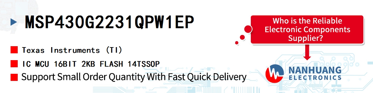 MSP430G2231QPW1EP TI IC MCU 16BIT 2KB FLASH 14TSSOP