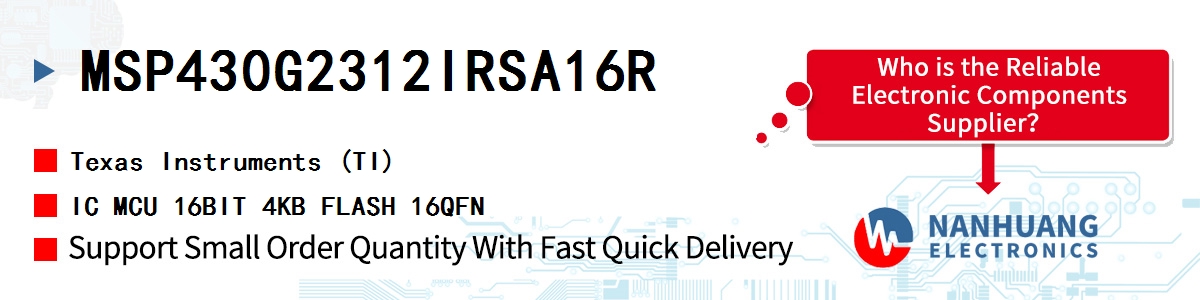 MSP430G2312IRSA16R TI IC MCU 16BIT 4KB FLASH 16QFN
