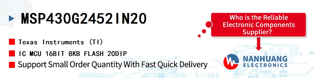 MSP430G2452IN20 TI IC MCU 16BIT 8KB FLASH 20DIP