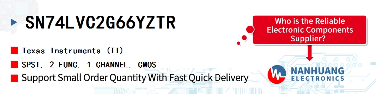 SN74LVC2G66YZTR TI SPST, 2 FUNC, 1 CHANNEL, CMOS