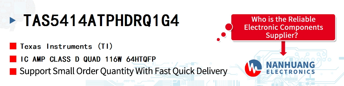 TAS5414ATPHDRQ1G4 TI IC AMP CLASS D QUAD 116W 64HTQFP