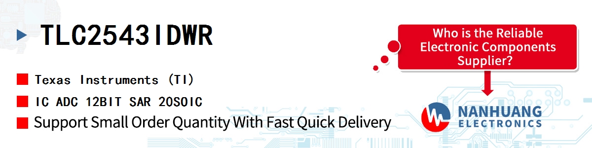 TLC2543IDWR TI IC ADC 12BIT SAR 20SOIC