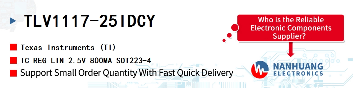 TLV1117-25IDCY TI IC REG LIN 2.5V 800MA SOT223-4