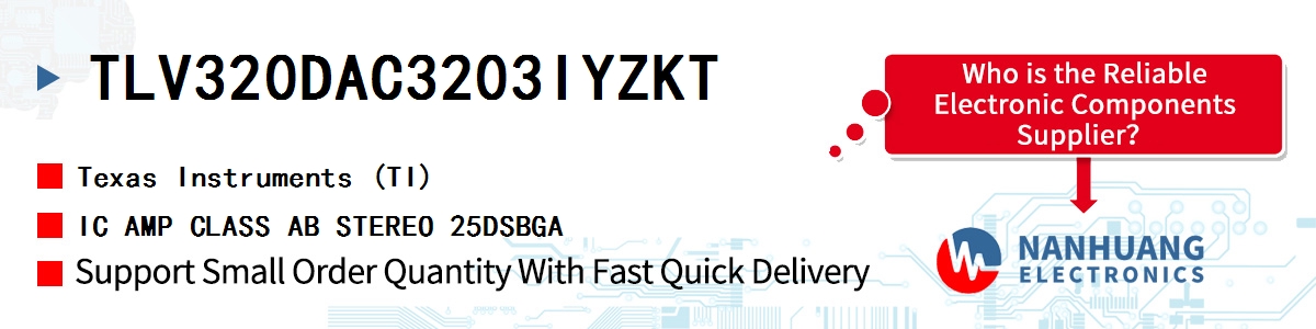 TLV320DAC3203IYZKT TI IC AMP CLASS AB STEREO 25DSBGA