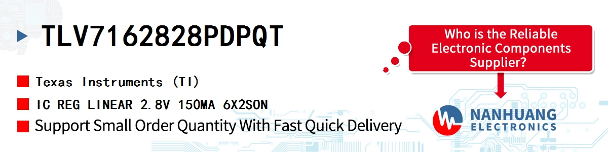 TLV7162828PDPQT TI IC REG LINEAR 2.8V 150MA 6X2SON