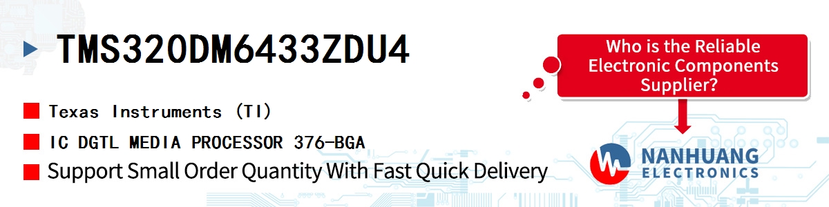 TMS320DM6433ZDU4 TI IC DGTL MEDIA PROCESSOR 376-BGA