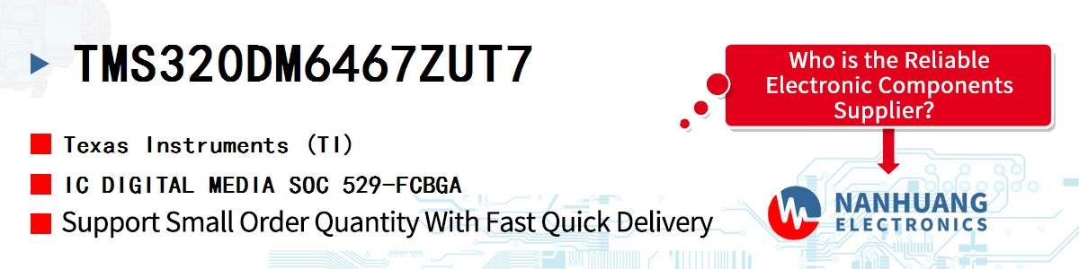 TMS320DM6467ZUT7 TI IC DIGITAL MEDIA SOC 529-FCBGA