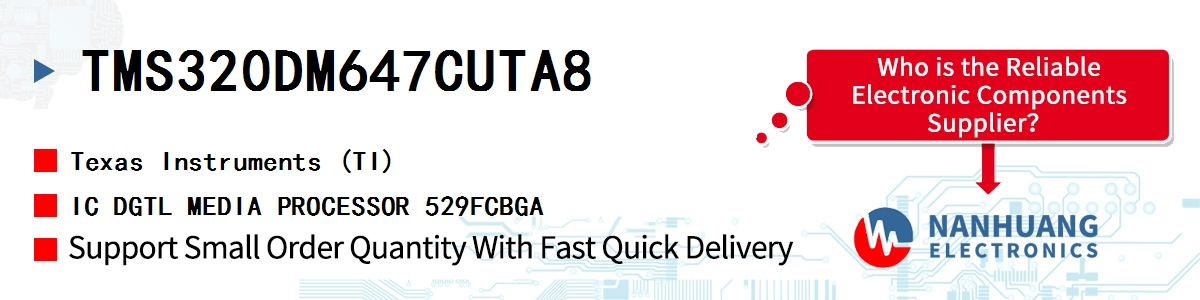 TMS320DM647CUTA8 TI IC DGTL MEDIA PROCESSOR 529FCBGA