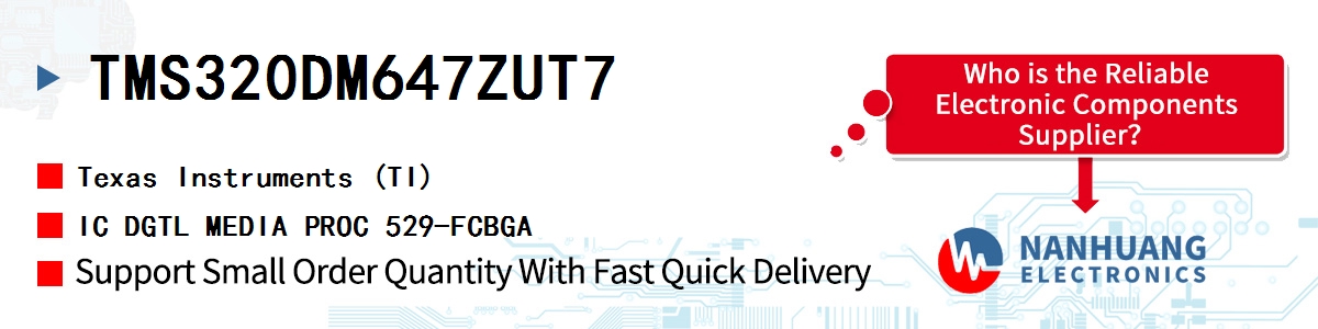 TMS320DM647ZUT7 TI IC DGTL MEDIA PROC 529-FCBGA