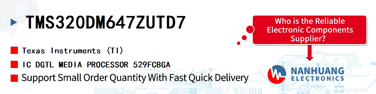 TMS320DM647ZUTD7 TI IC DGTL MEDIA PROCESSOR 529FCBGA