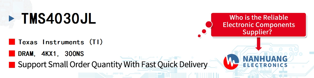 TMS4030JL TI DRAM, 4KX1, 300NS