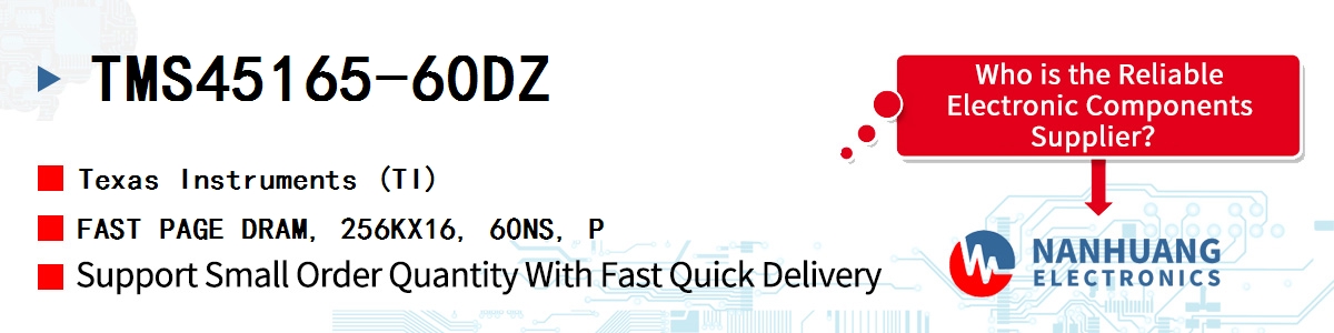 TMS45165-60DZ TI FAST PAGE DRAM, 256KX16, 60NS, P