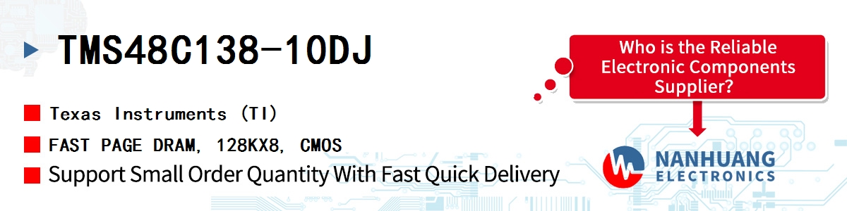 TMS48C138-10DJ TI FAST PAGE DRAM, 128KX8, CMOS