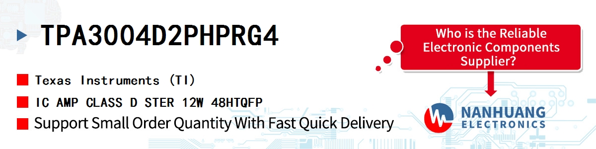 TPA3004D2PHPRG4 TI IC AMP CLASS D STER 12W 48HTQFP