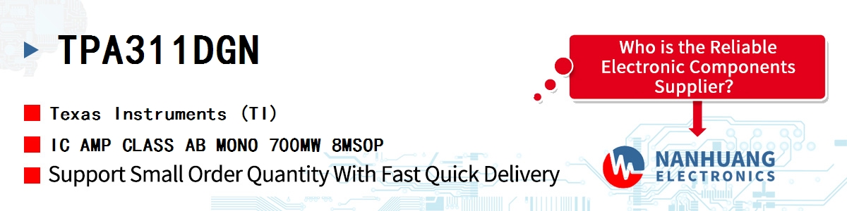 TPA311DGN TI IC AMP CLASS AB MONO 700MW 8MSOP