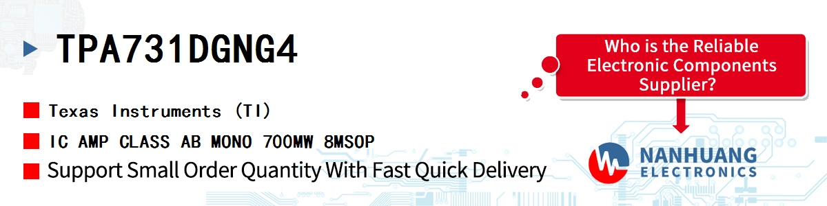 TPA731DGNG4 TI IC AMP CLASS AB MONO 700MW 8MSOP