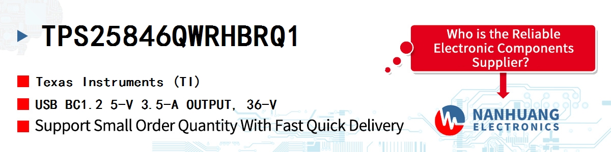 TPS25846QWRHBRQ1 TI USB BC1.2 5-V 3.5-A OUTPUT, 36-V