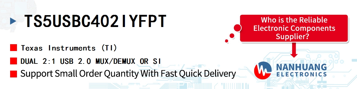 TS5USBC402IYFPT TI DUAL 2:1 USB 2.0 MUX/DEMUX OR SI