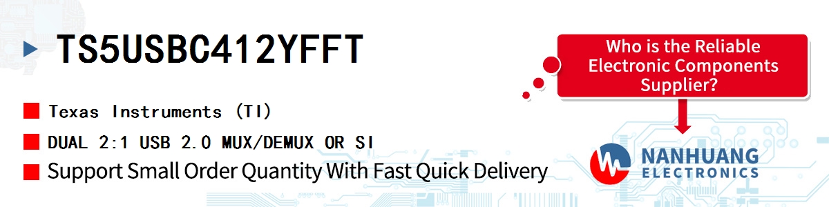 TS5USBC412YFFT TI DUAL 2:1 USB 2.0 MUX/DEMUX OR SI